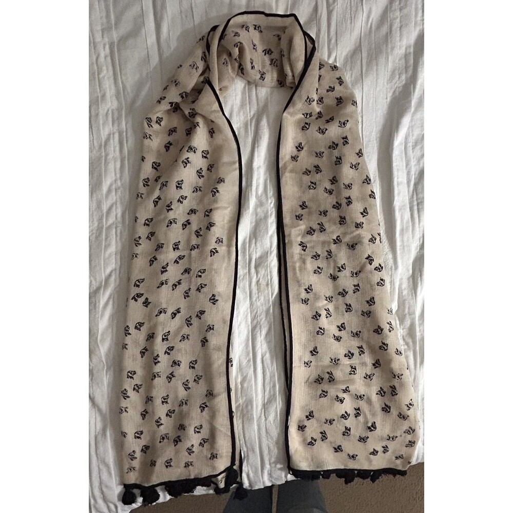 Irish Setter (or similar Dog) Black And Cream Fringed Scarf Great Gift!